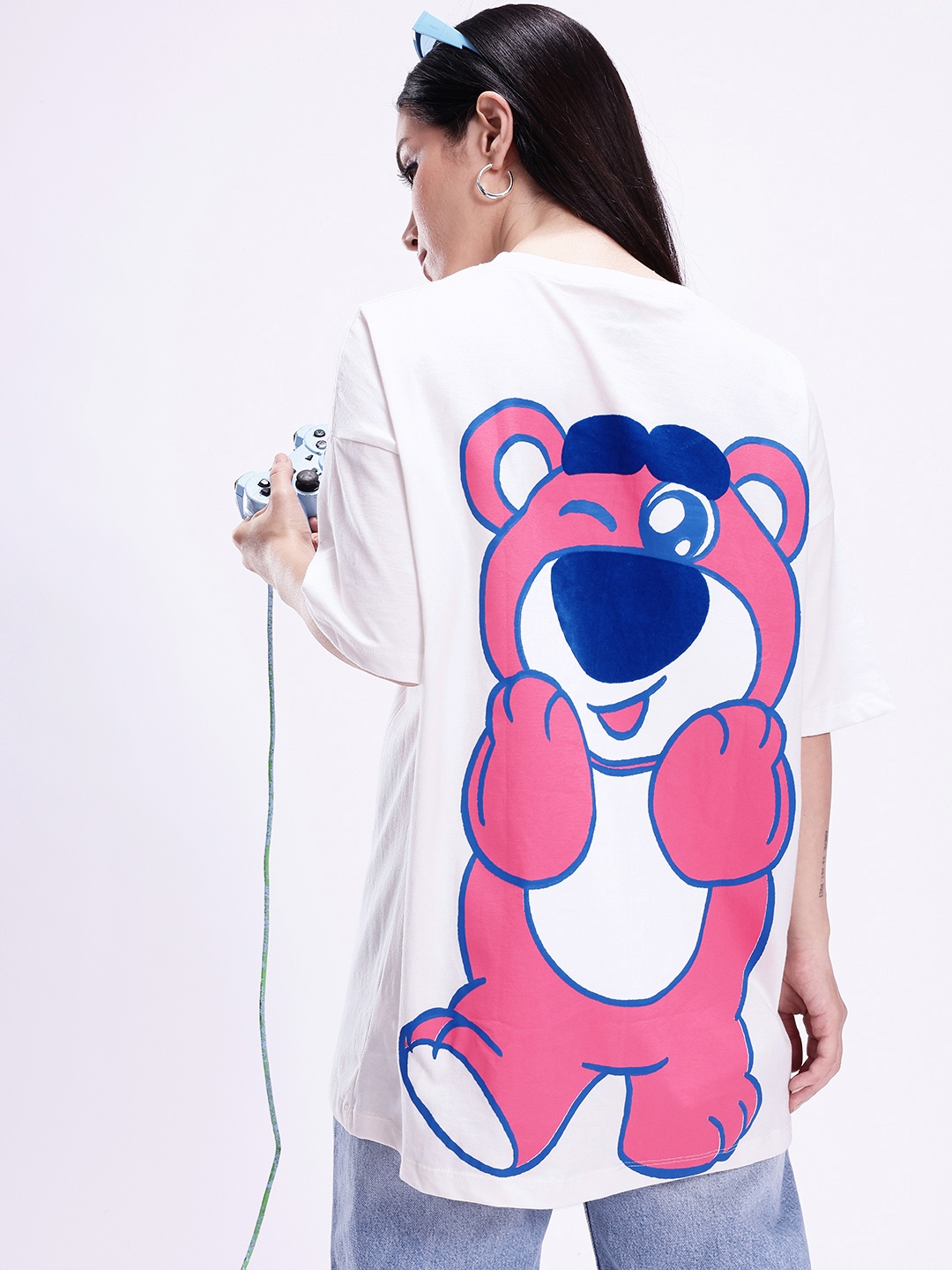 

Kook N Keech Oversized Fit Graphic Printed Pure Cotton T-shirt, White