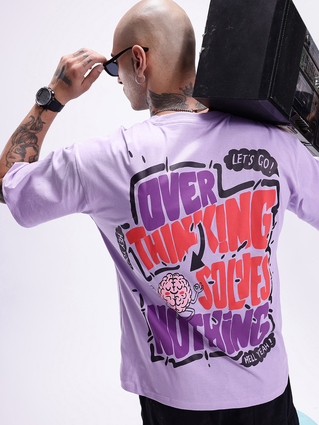 

Kook N Keech Oversized Fit Typography Printed Pure Cotton T-shirt, Purple