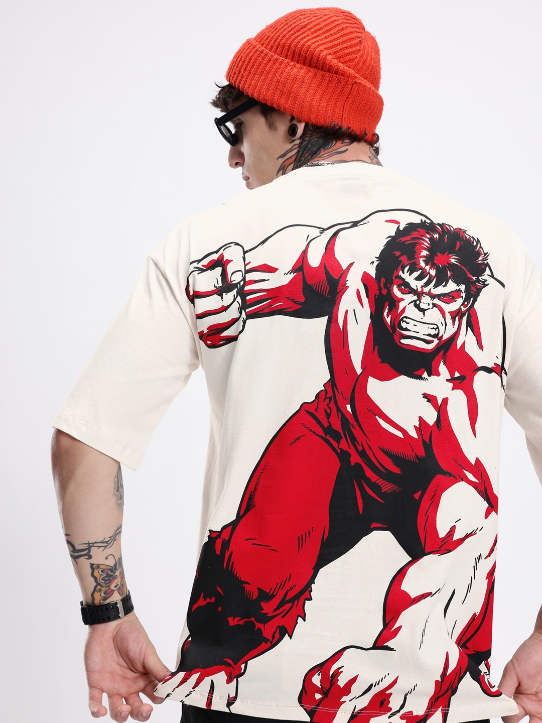 

Kook N Keech Oversized Fit Marvel Graphic Printed T-shirt, Off white