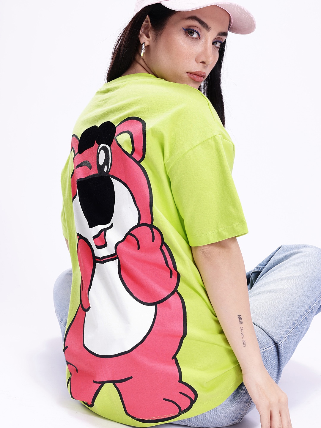 

Kook N Keech Oversized Fit Graphic Printed Pure Cotton T-shirt, Lime green