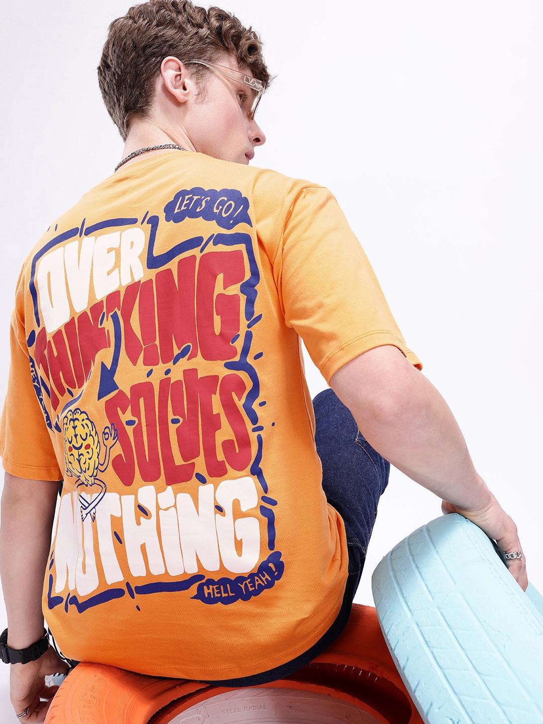 

Kook N Keech Oversized Fit Typography Printed Pure Cotton T-shirt, Orange