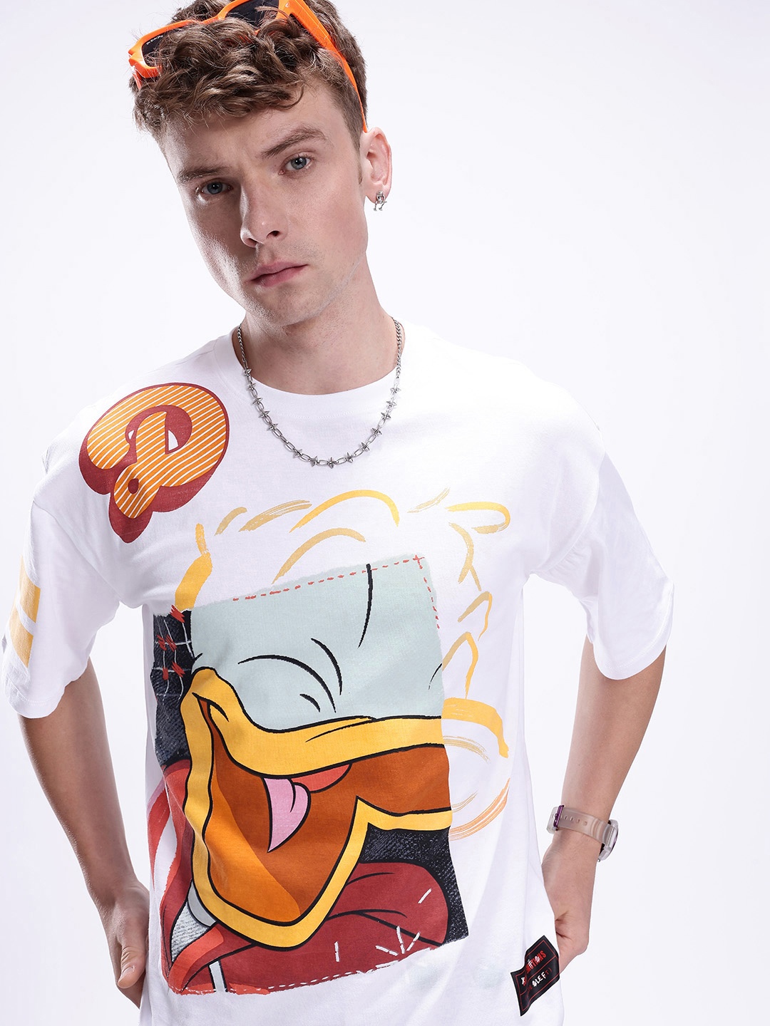 

Kook N Keech Disney Printed Drop-Shoulder Sleeves Pure Cotton Oversized T-shirt, White