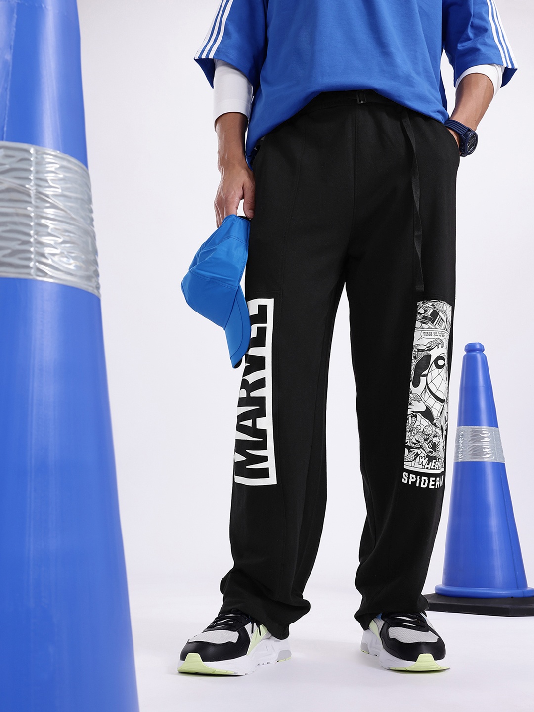 

Kook N Keech Marvel Men Oversize Spider-Man Printed Track Pants, Black