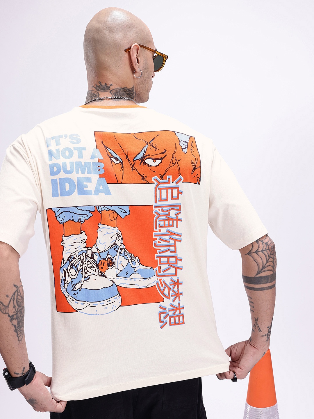 

Kook N Keech Oversized Fit Graphic Printed Pure Cotton T-shirt, Cream