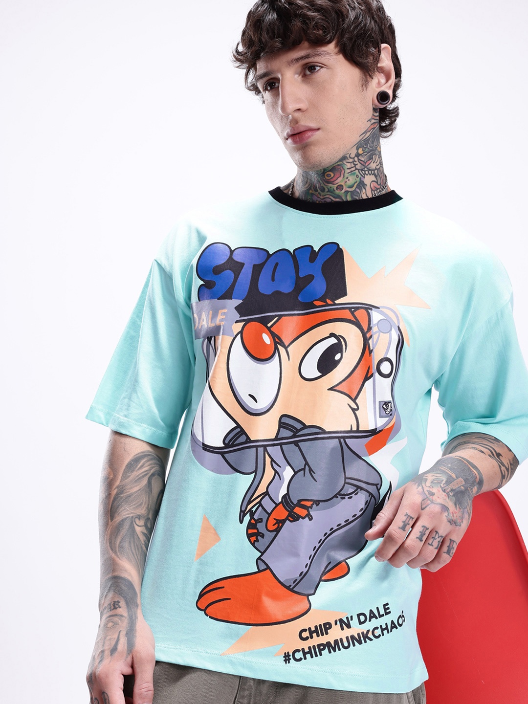 

Kook N Keech Disney Graphic Printed Drop-Shoulder Sleeves Pure Cotton T-shirt, Blue