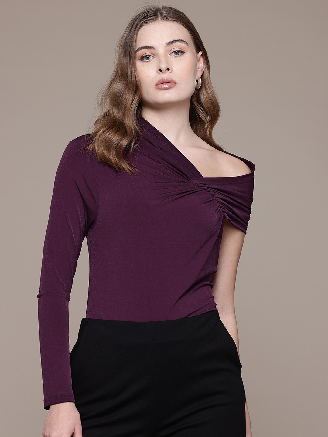 

Label Ritu Kumar Off-Shoulder Crop Top, Purple