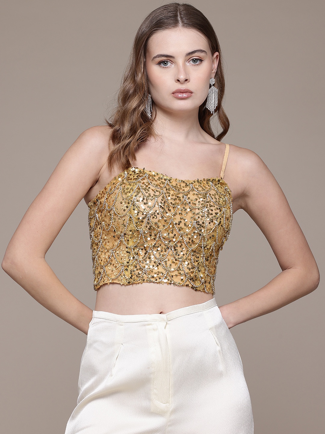 

Label Ritu Kumar Embellished Crop Top, Metallic