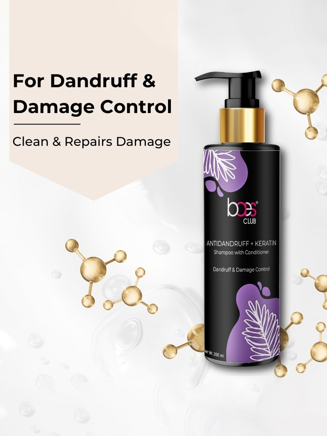 

Baes Club Anti-Dandruff + Keratin 2 In 1 Shampoo With Conditioner - 200 ml, White