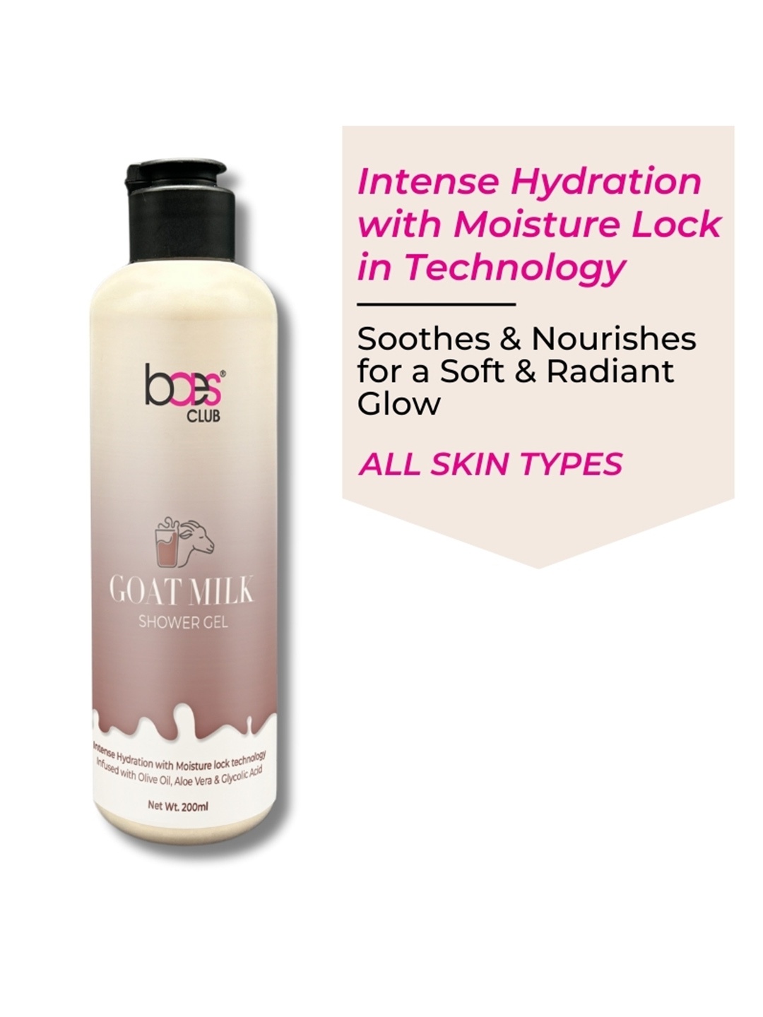 

Baes Club Goat Milk Shower Gel- 200 ml, White