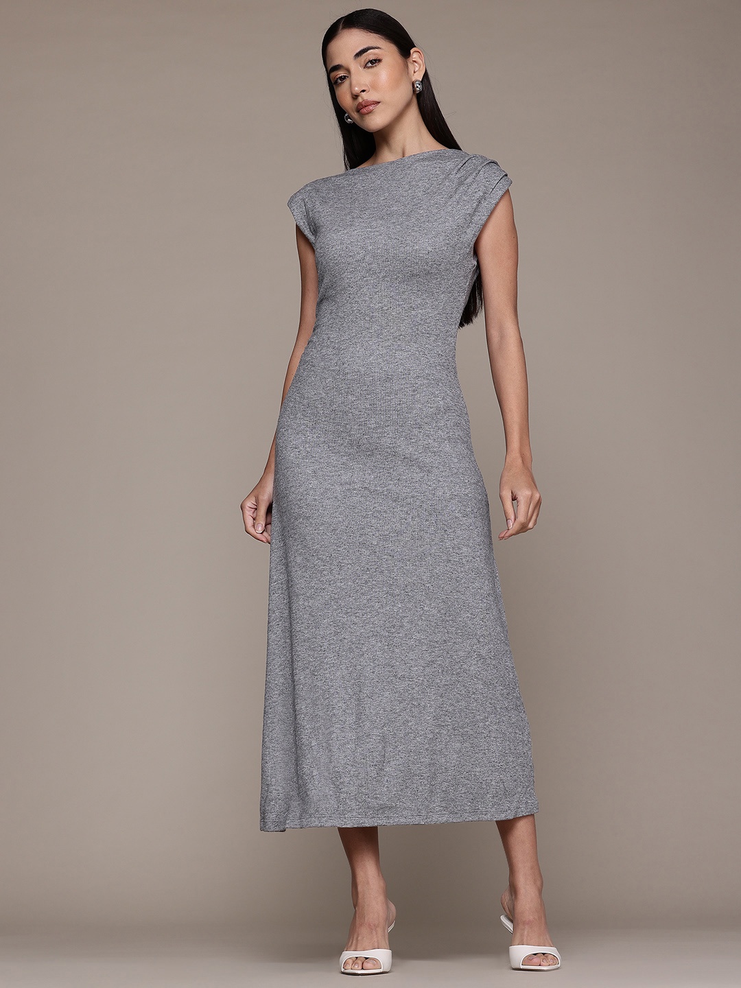 

MANGO Sheath Midi Dress, Grey