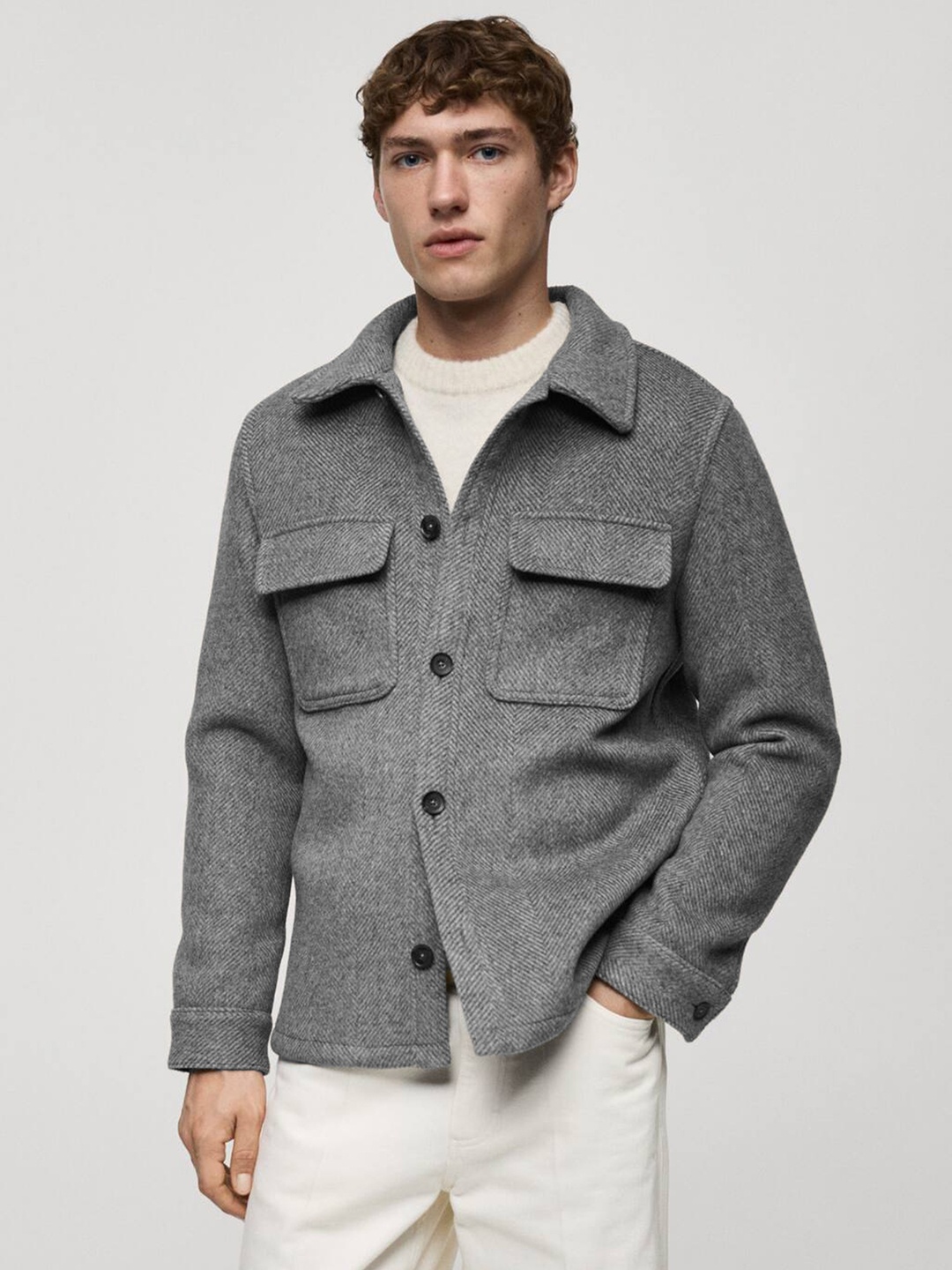 

MANGO MAN Tailored Shacket, Grey