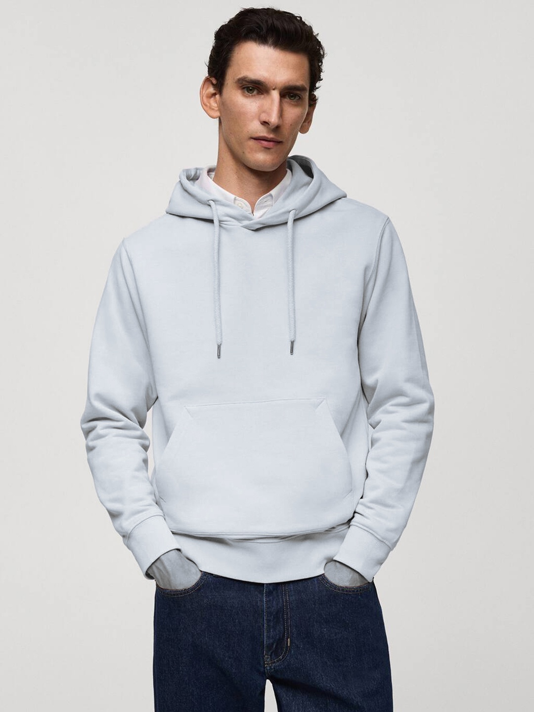 

MANGO MAN Pure Cotton Hooded Sweatshirt, Lavender