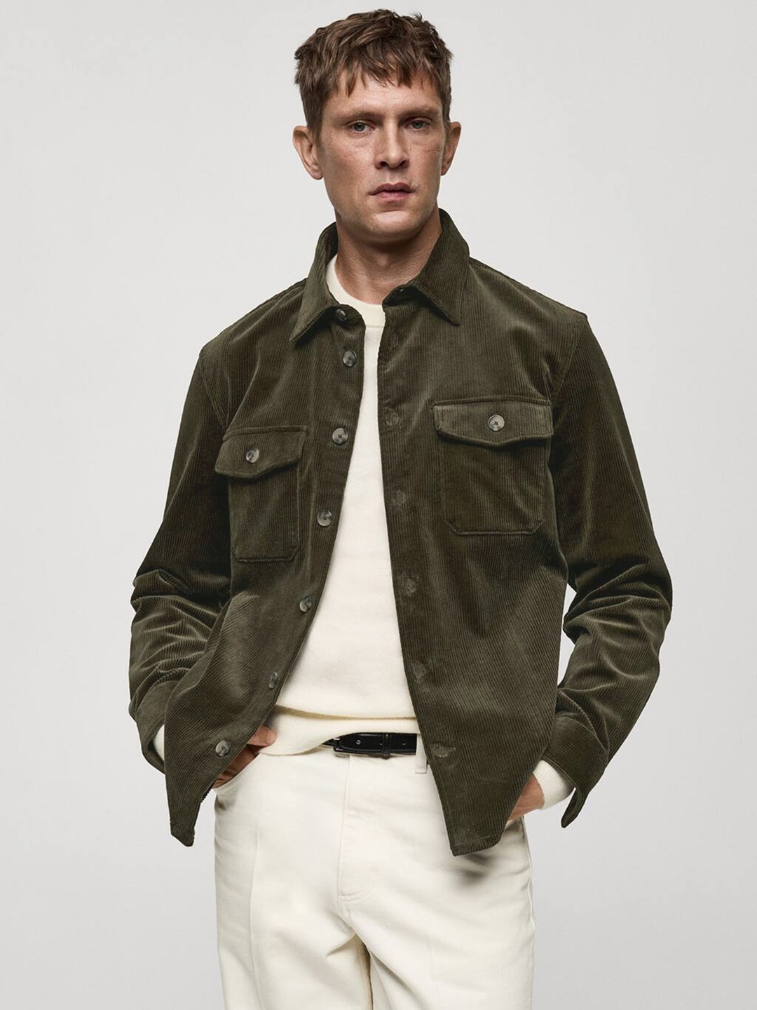 

MANGO MAN Corduroy Casual Jacket, Olive