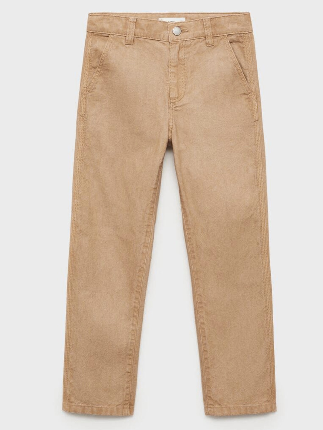 Mango Kids Boys Pure Cotton Trousers, Brown