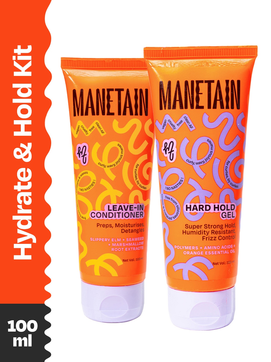

MANETAIN Leave In Conditioner & Hard Hold Gel For Hair- 100 ml Each, Orange