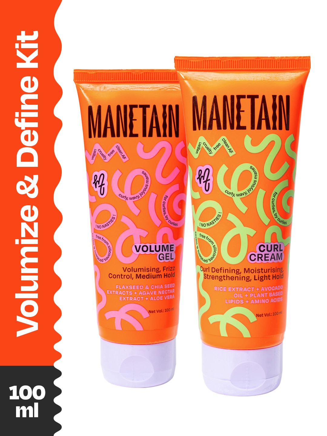 

MANETAIN Set Of 2 Volume Gel & Curl Cream - 100 ml Each, Orange