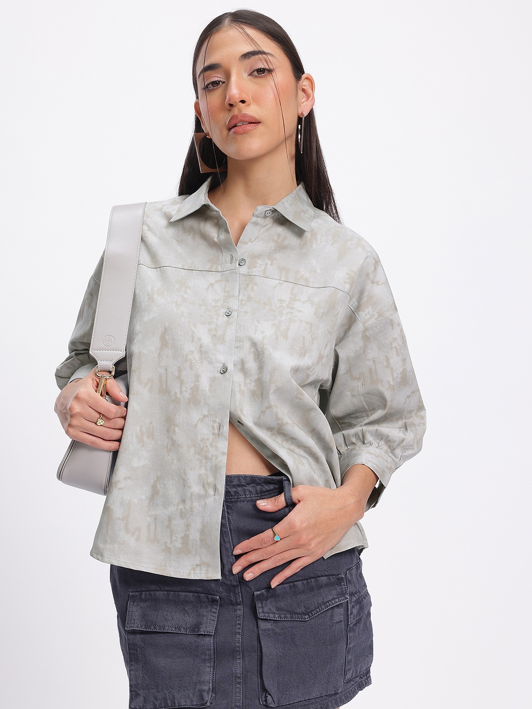 

glitchez Retro Fade Drop-Shoulder Shirt, Grey