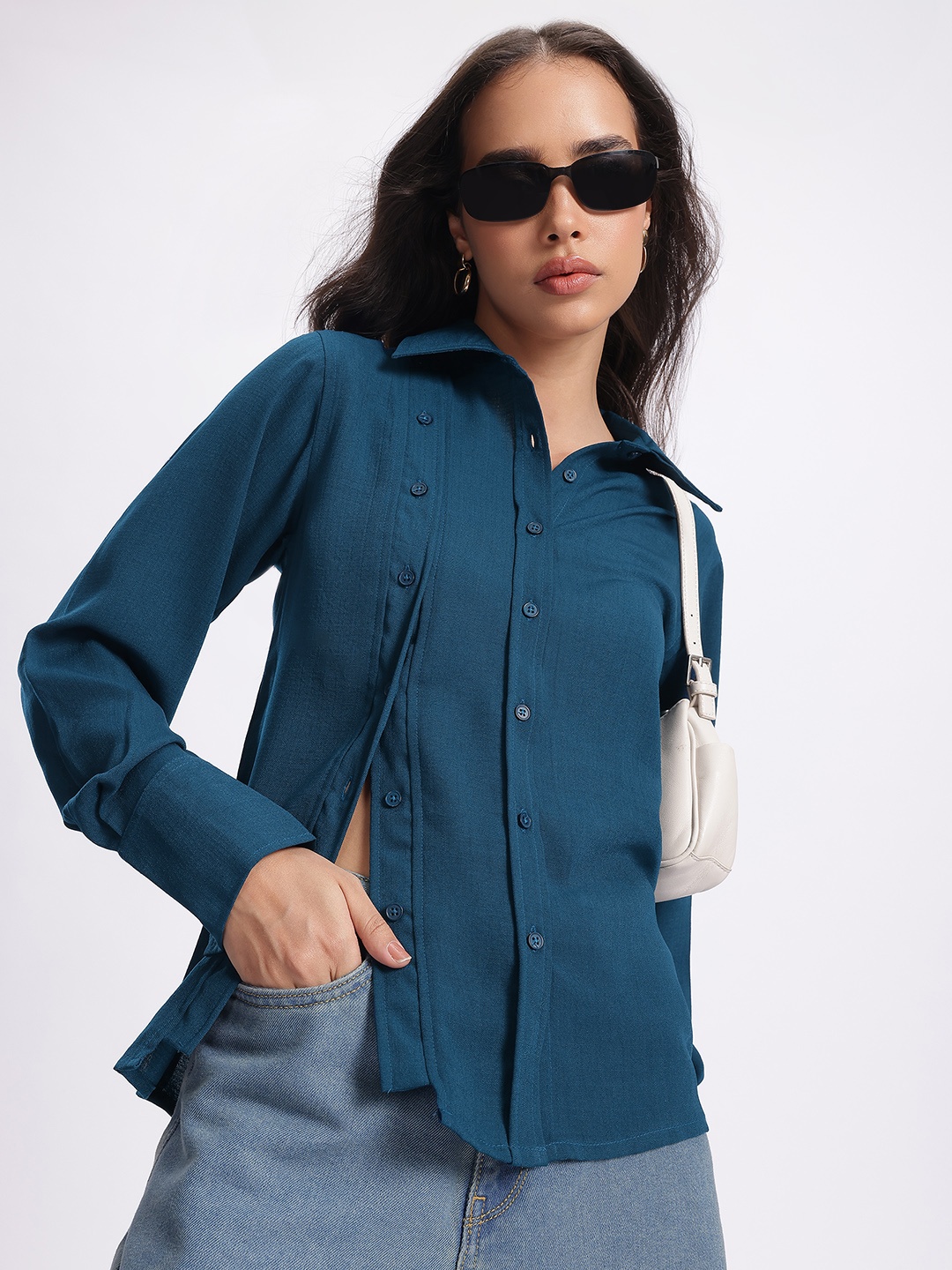 

glitchez Double Take Closure Shirt, Teal