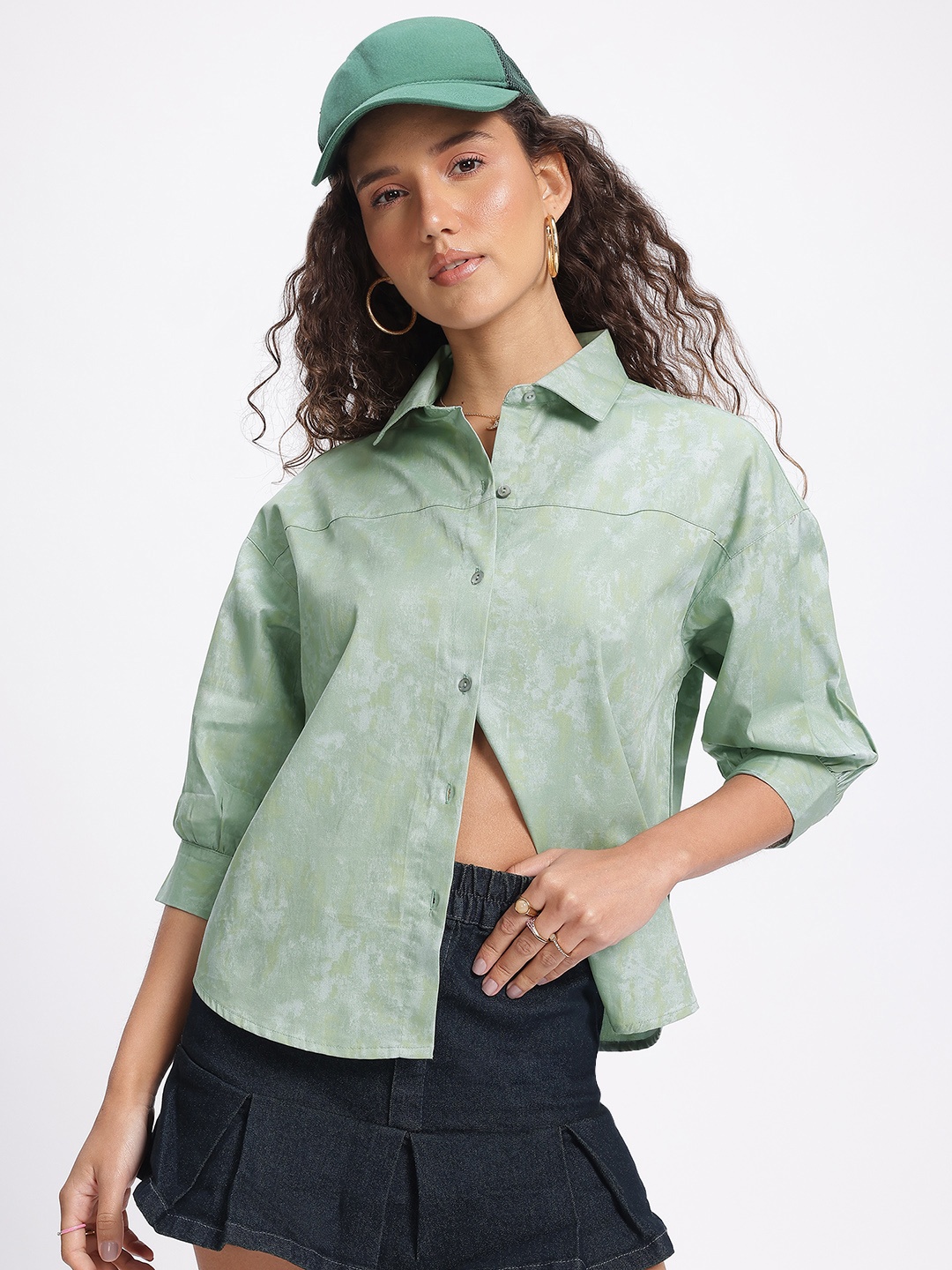 

glitchez Faded Feels Drop-Shoulder Shirt, Green