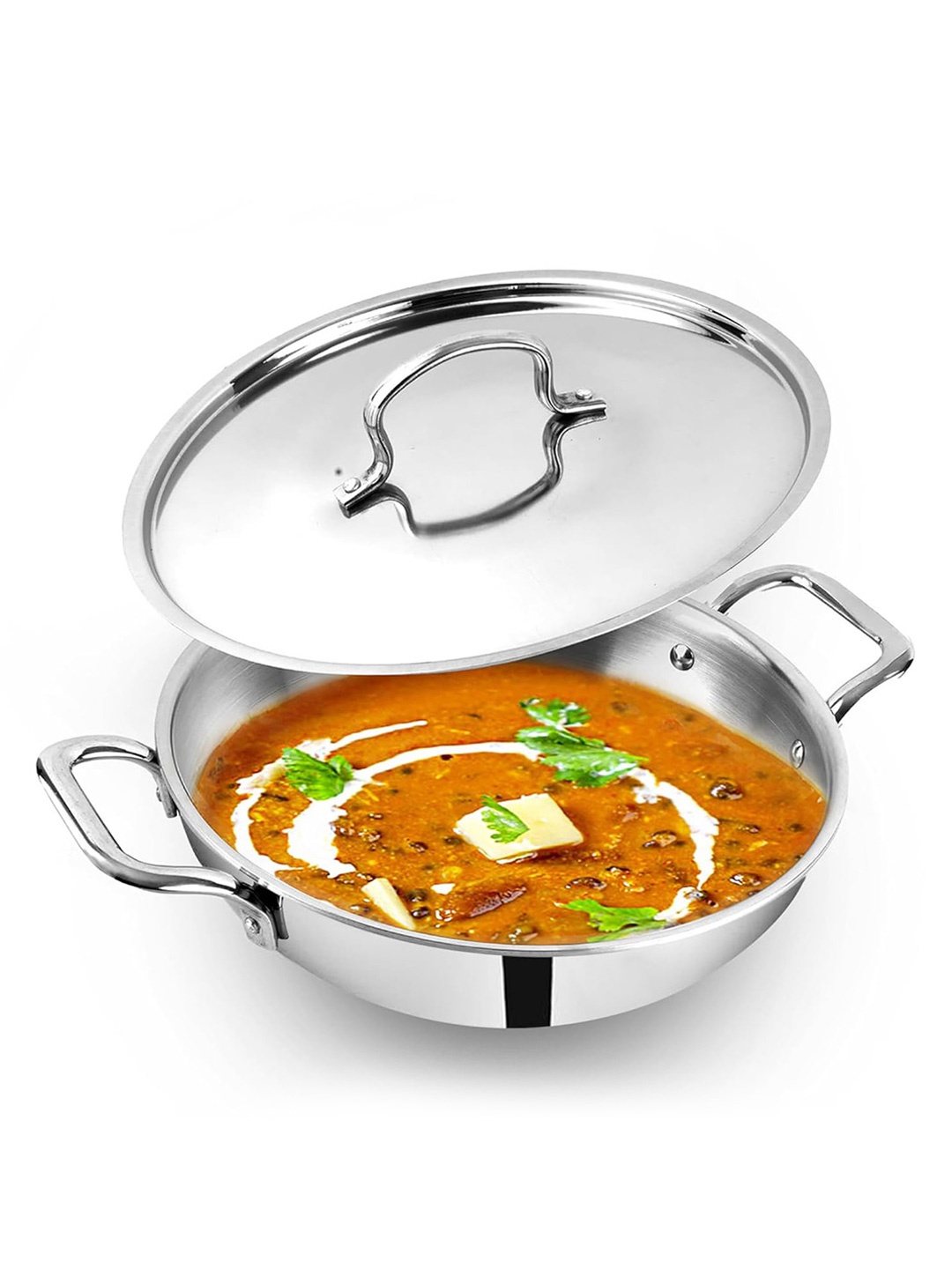 

The Indus Valley Silver-Toned Induction Base Tri-Ply Stainless Steel Kadai