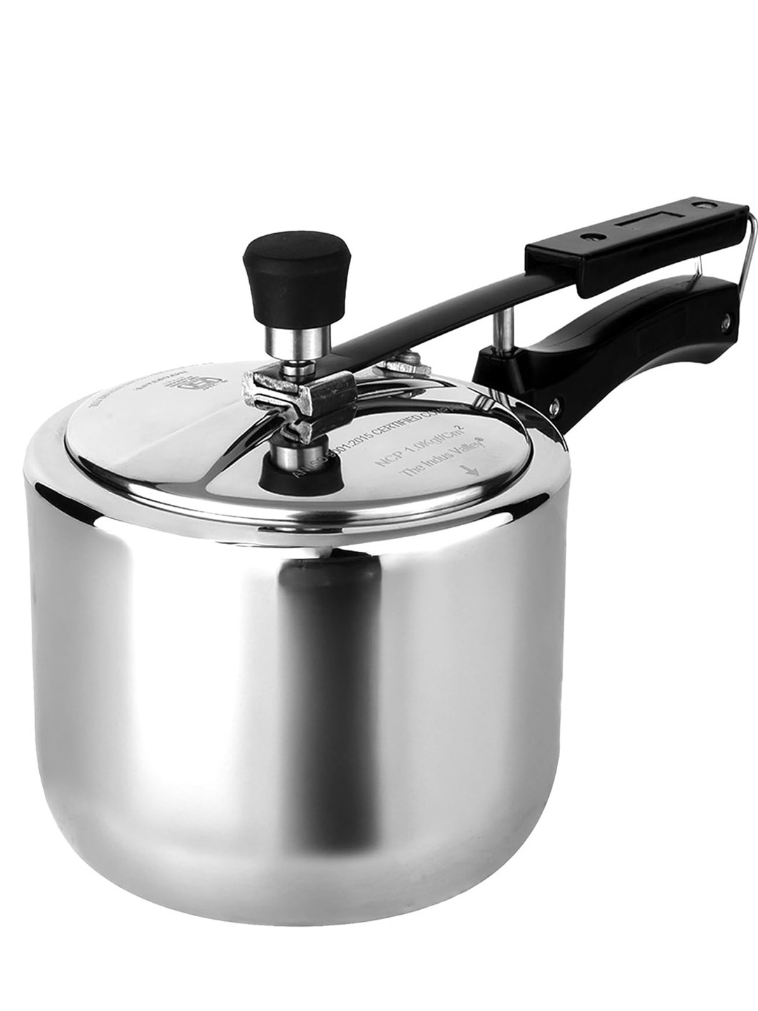 

The Indus Valley Silver-Toned Induction Base Tri-Ply Stainless Steel Pressure Cooker