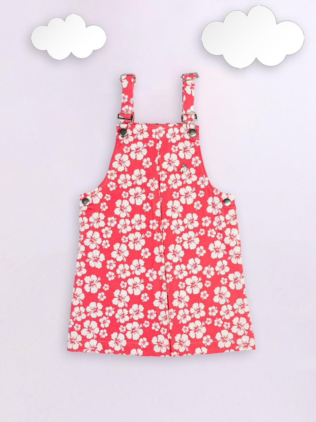 

Purple United Kids Girls Floral Printed Cotton Dungaree, Pink