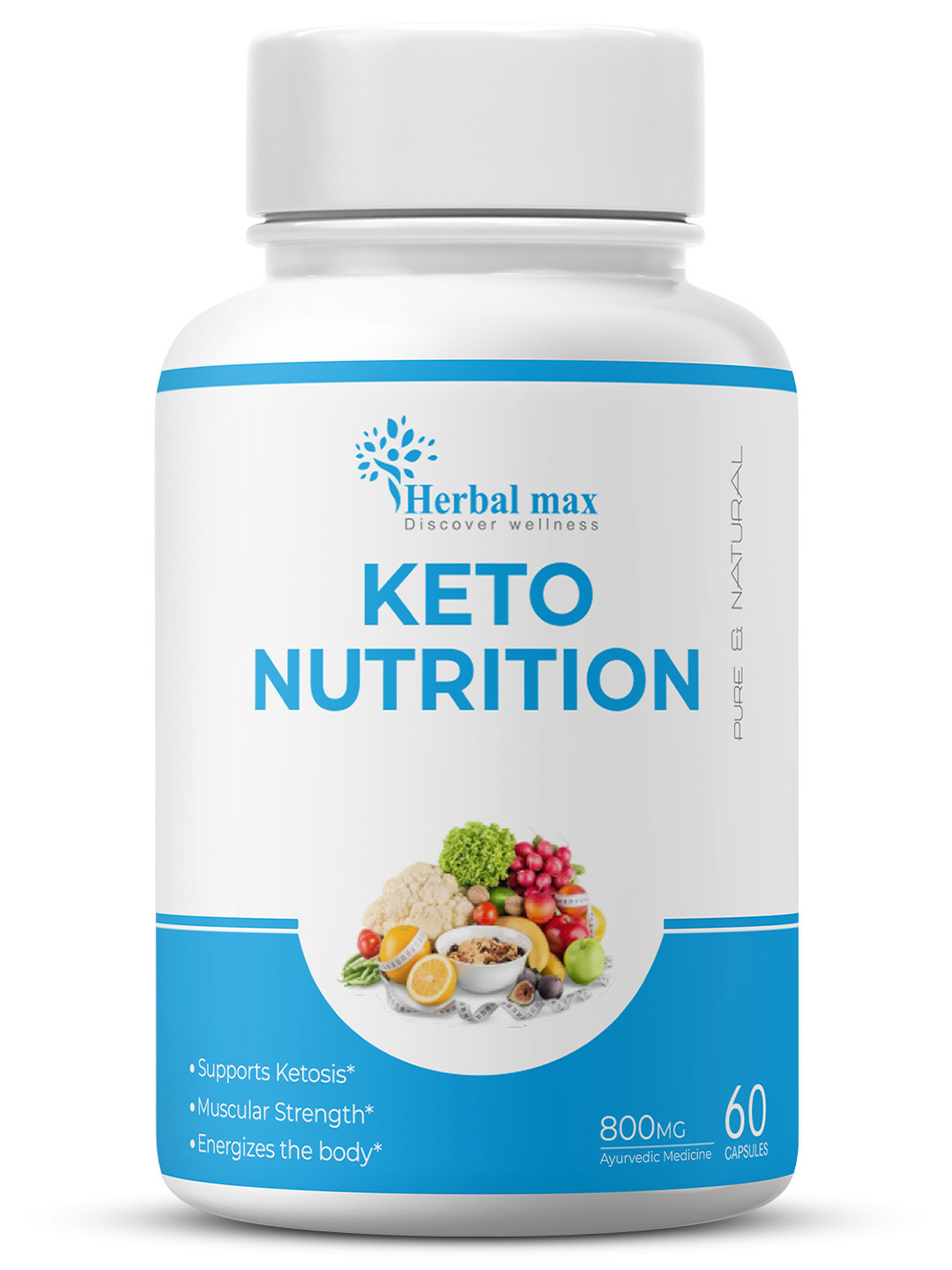 

Herbal max Keto Nutrition Rapid Weight Loss - 60 Capsules, Transparent