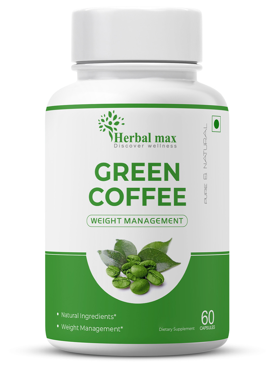 

Herbal max Green Coffee Extract Weight Management - 60 Capsules, Transparent