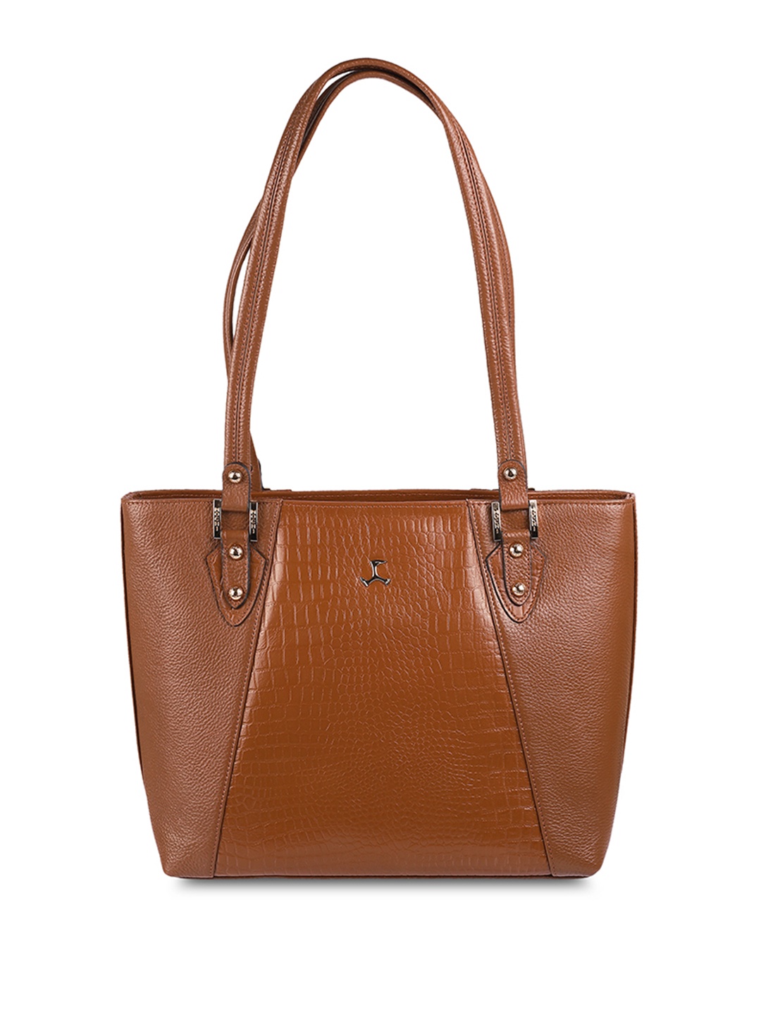

Mochi Women Textured Structured Leather Shoulder Bag, Tan