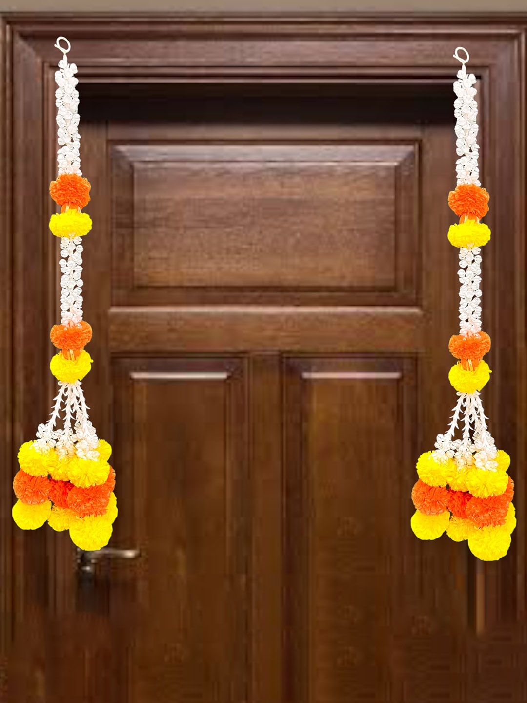 

iHandikart White & Yellow 2 Pieces Hanging Marigold Garland