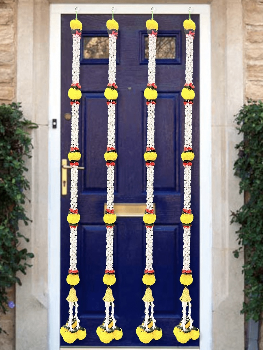

iHandikart White & Yellow 4 Pieces Hanging Marigold Garlands