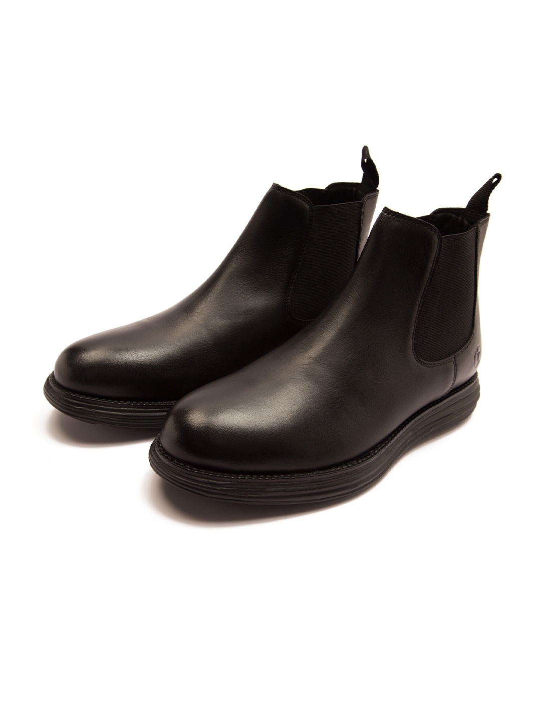 

THOMAS CRICK Men Leather Mid-Top Chelsea Boots, Black