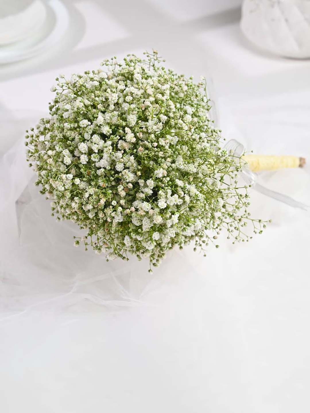 

Floweraura Green & White Gypsos Flower Bouquet