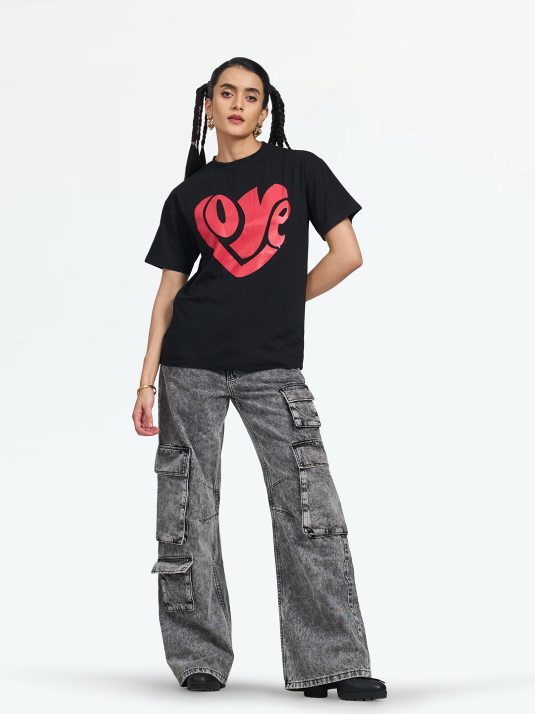 

LOVEGEN Women Typography Printed T-shirt, Black