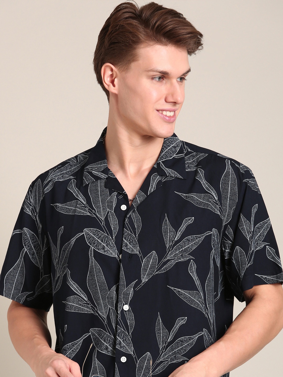 

LSD Relaxed Fit Printed Monochrome Casual Shirt, Navy blue