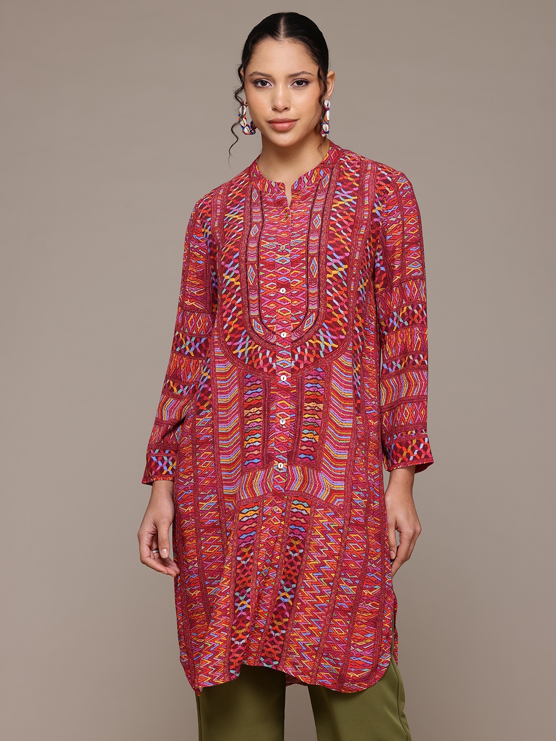 

Ritu Kumar Geometric Printed Kurta, Red
