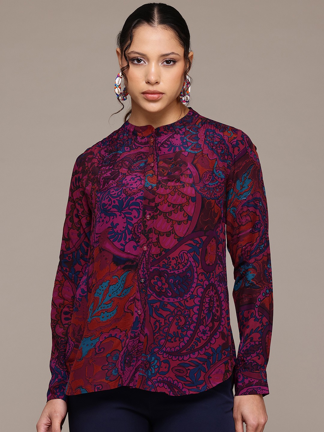 

Ritu Kumar Women Relaxed Printed Casual Shirt, Pink