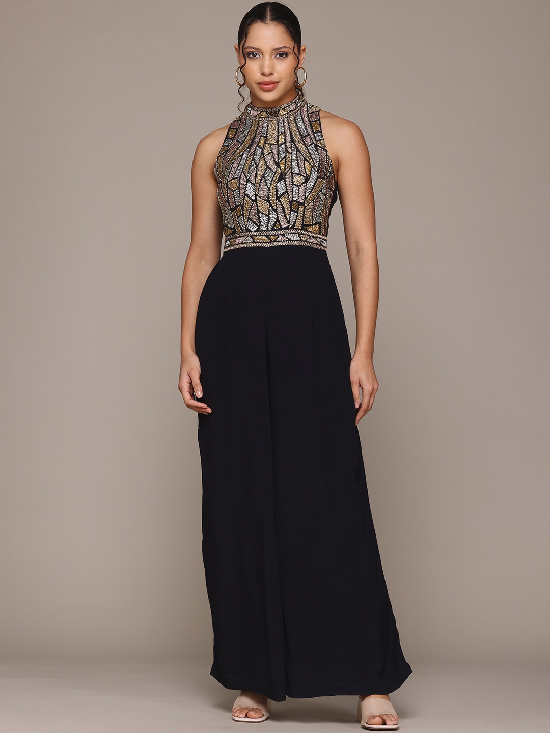 

Ritu Kumar Halter Neck Embellished Basic Jumpsuit, Black