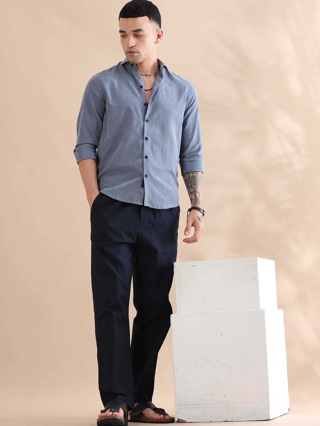 

HOUSE OF MAHNOTS Men Classic Opaque Casual Shirt, Grey