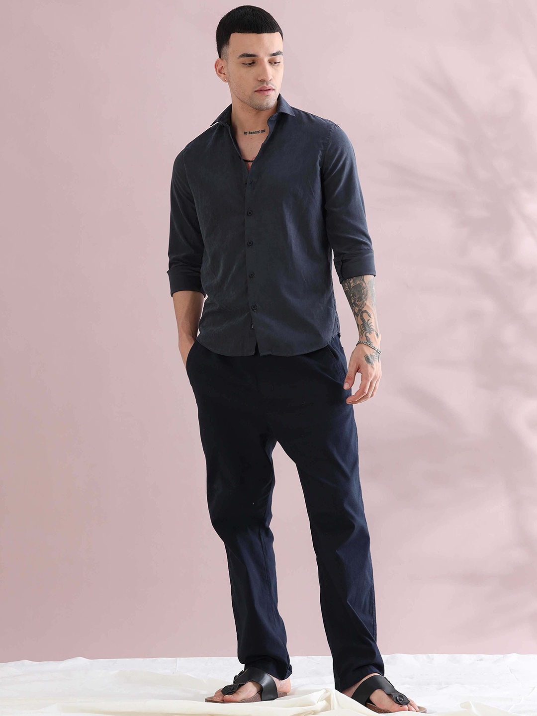 

HOUSE OF MAHNOTS Men Classic Opaque Casual Shirt, Mauve