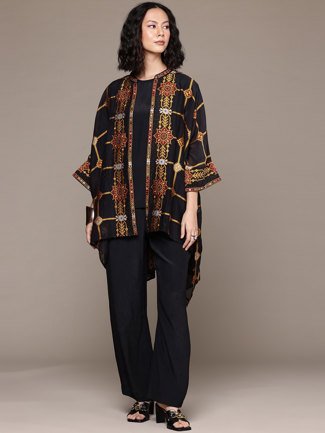 

Ritu Kumar Embroidered Cape & Trousers, Black