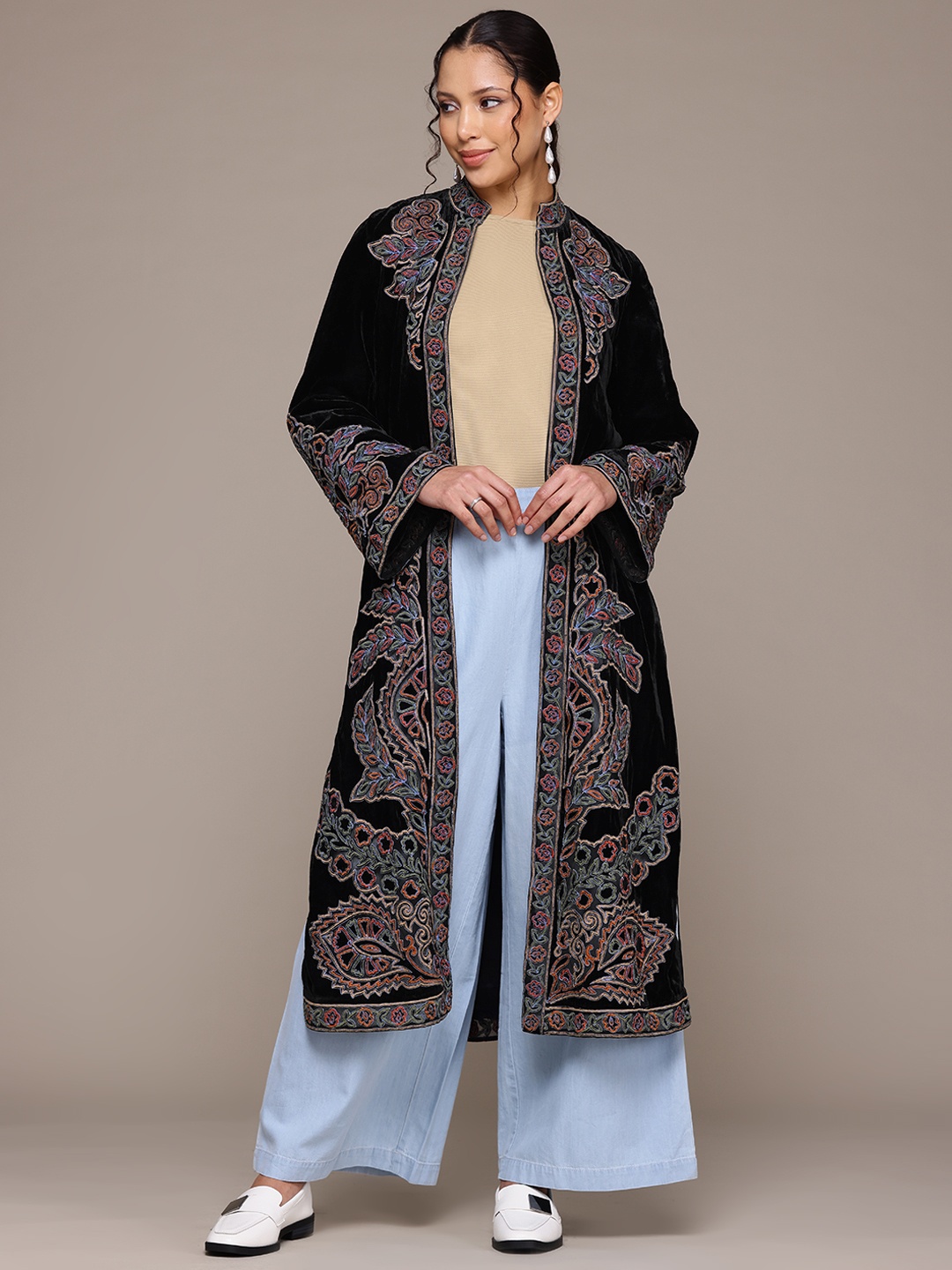 

Ritu Kumar Women Longline Shrug, Black
