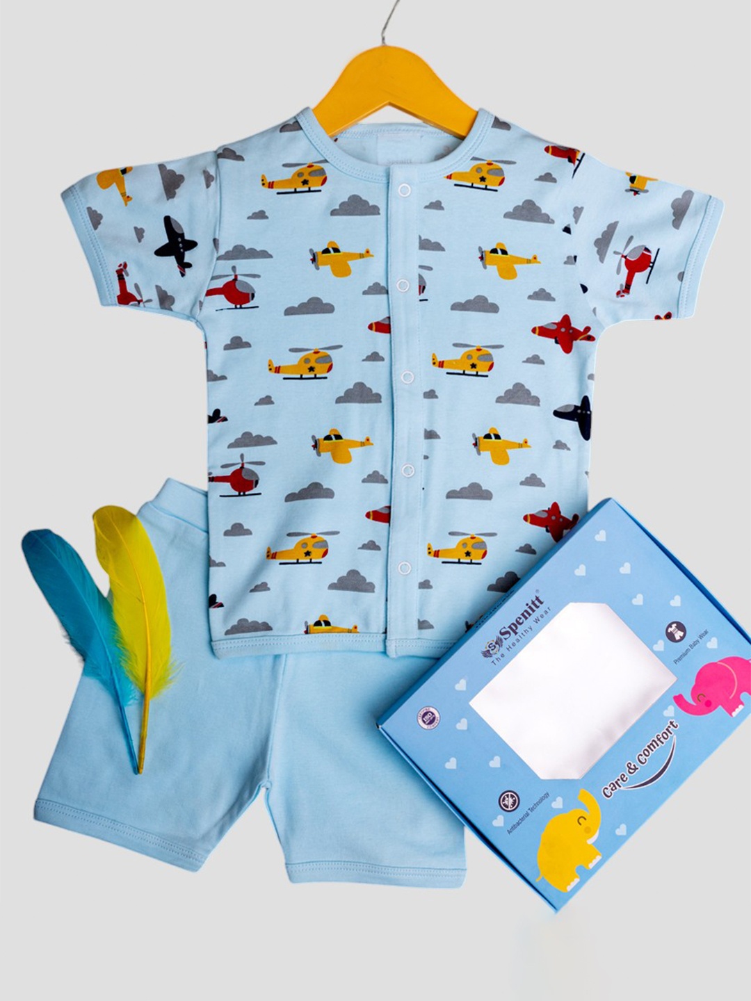 

BAESD Boys Printed Organic Cotton T-shirt With Short, Blue