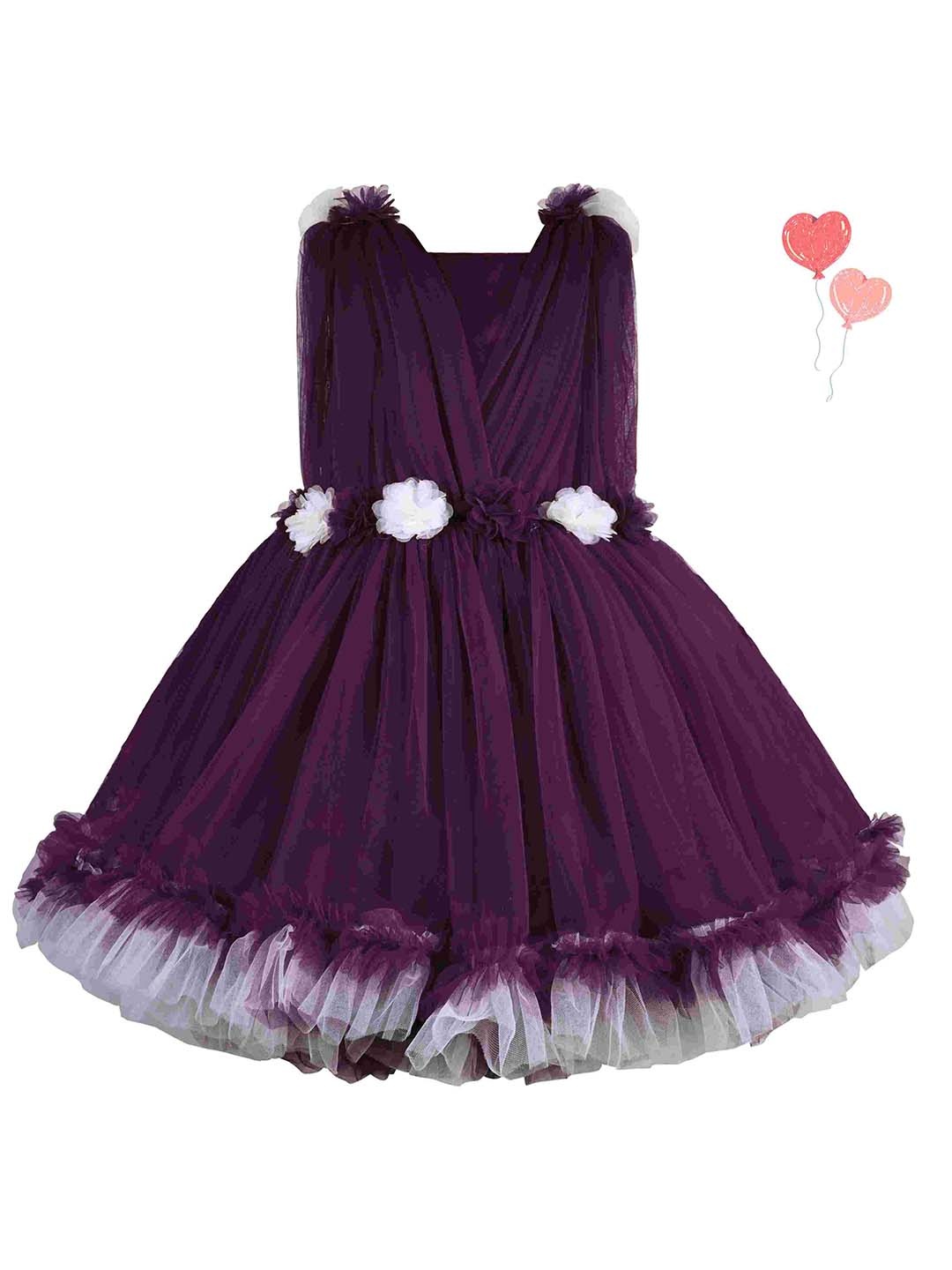 

Wish Karo Girls Square Neck Fit & Flare Knee Length Dress, Purple
