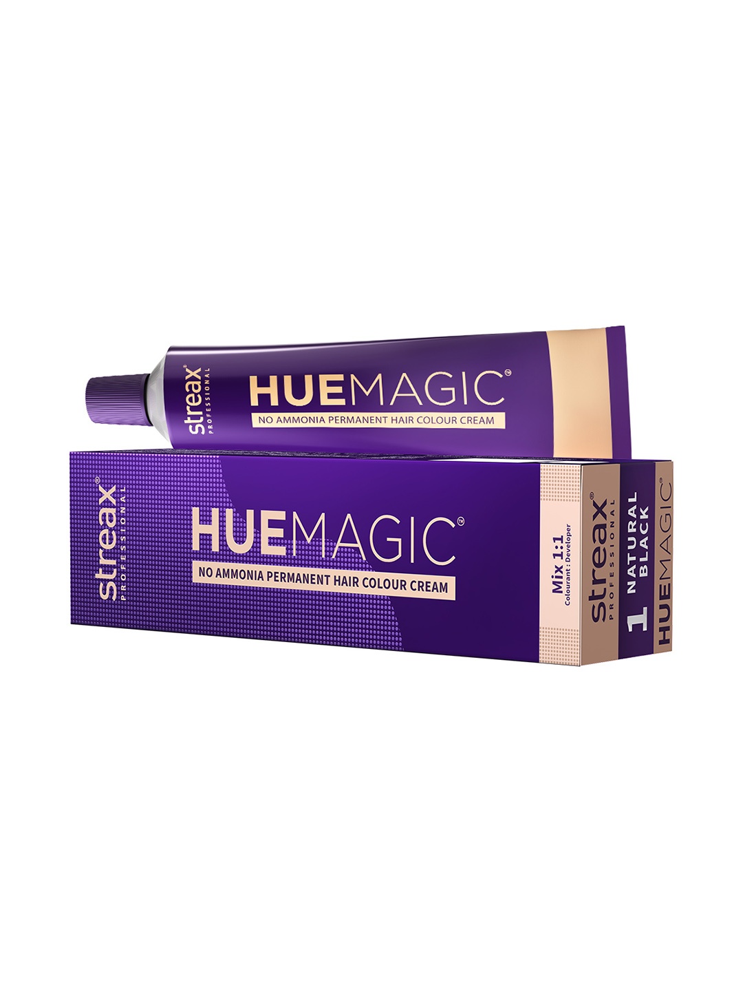 

Streax Professional HueMagic No Ammonia Permanent Hair Colour 90g - Natural Black 1