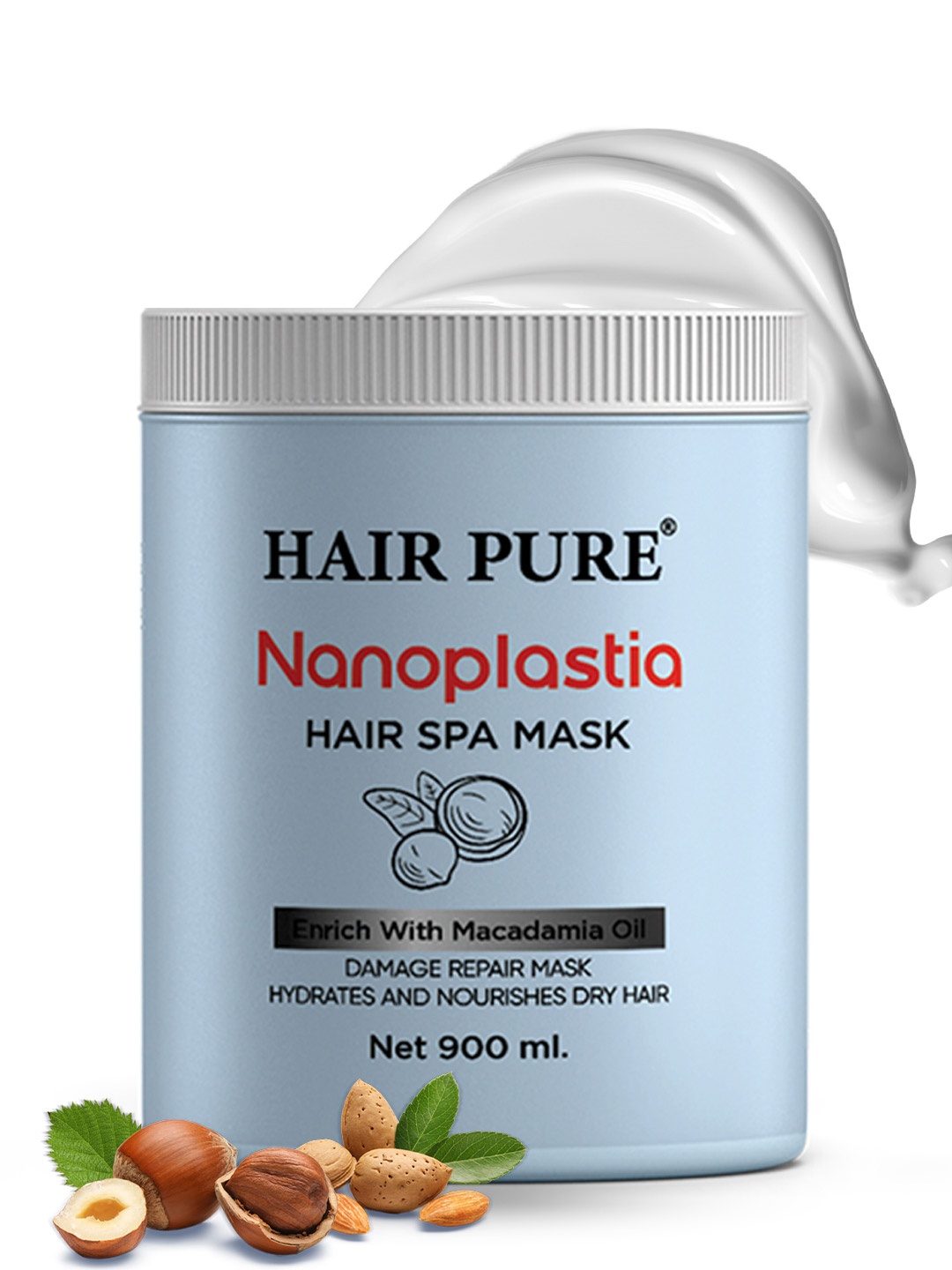 

Hair Pure Nanoplastia Hair Spa Damage Repair Mask With Macadamia Oil - 900ml, Blue