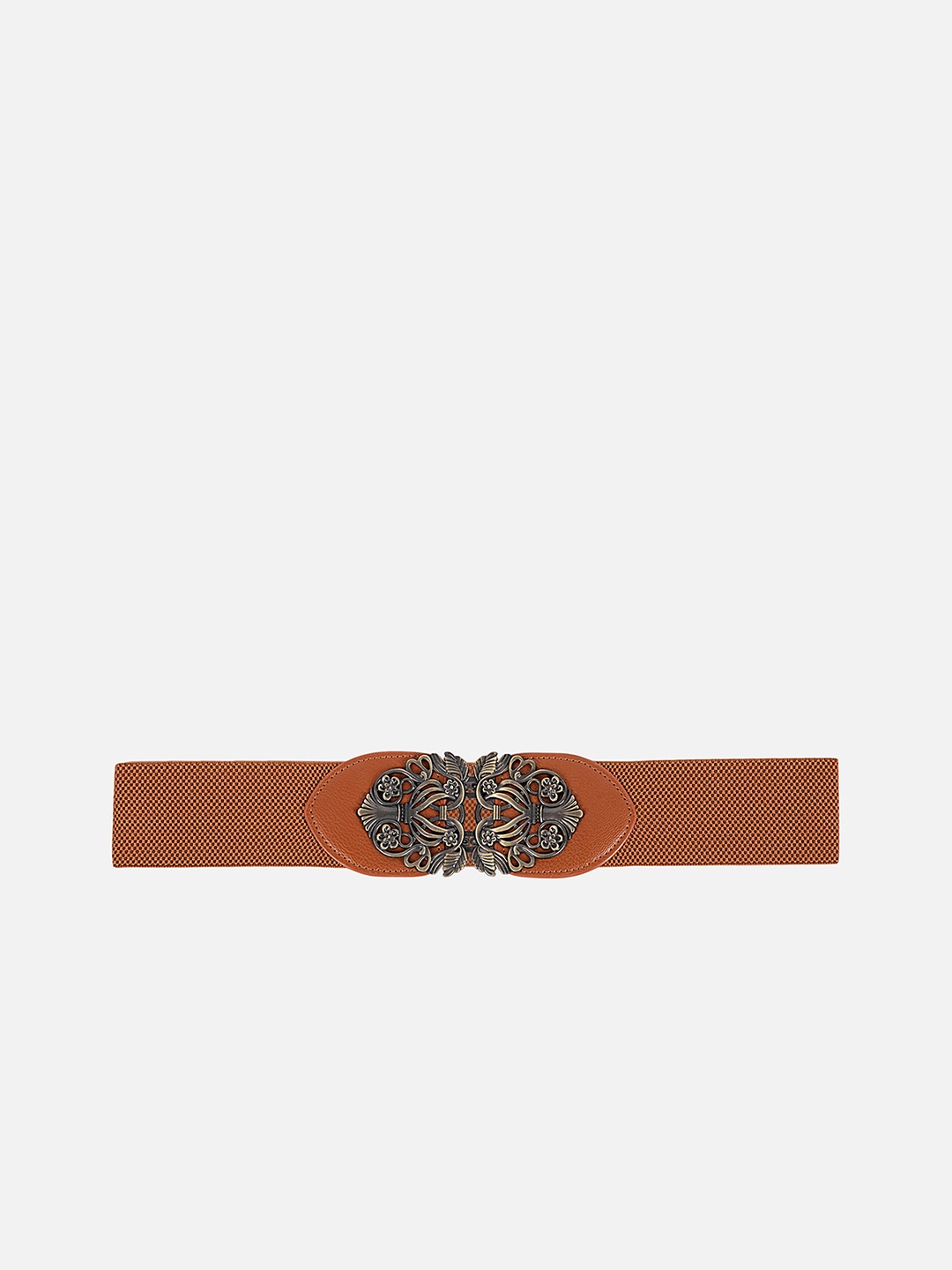 

Kazo Women Textured Interlock Wide Belt, Brown