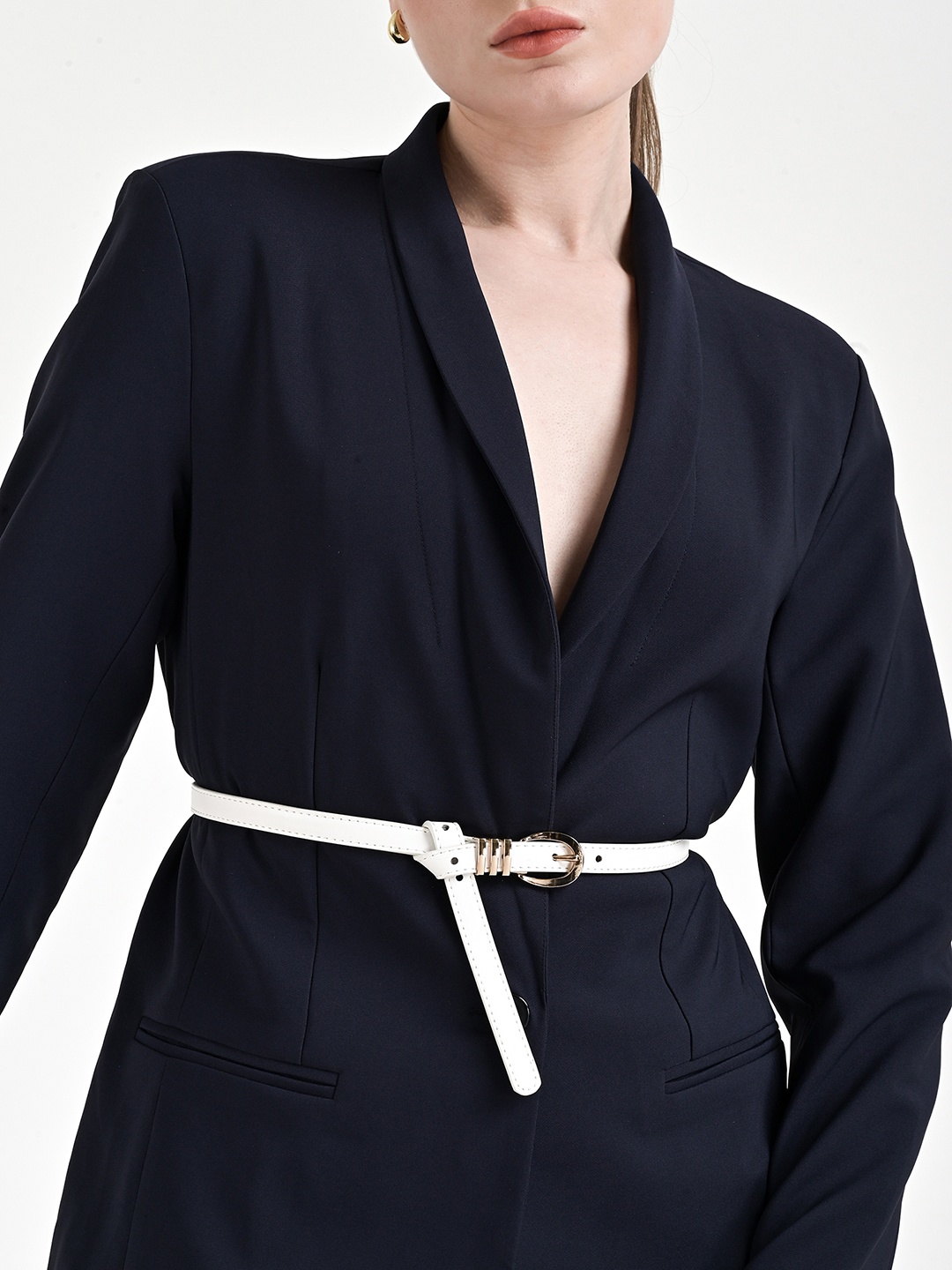 

Kazo Women Solid Thin Belt, White