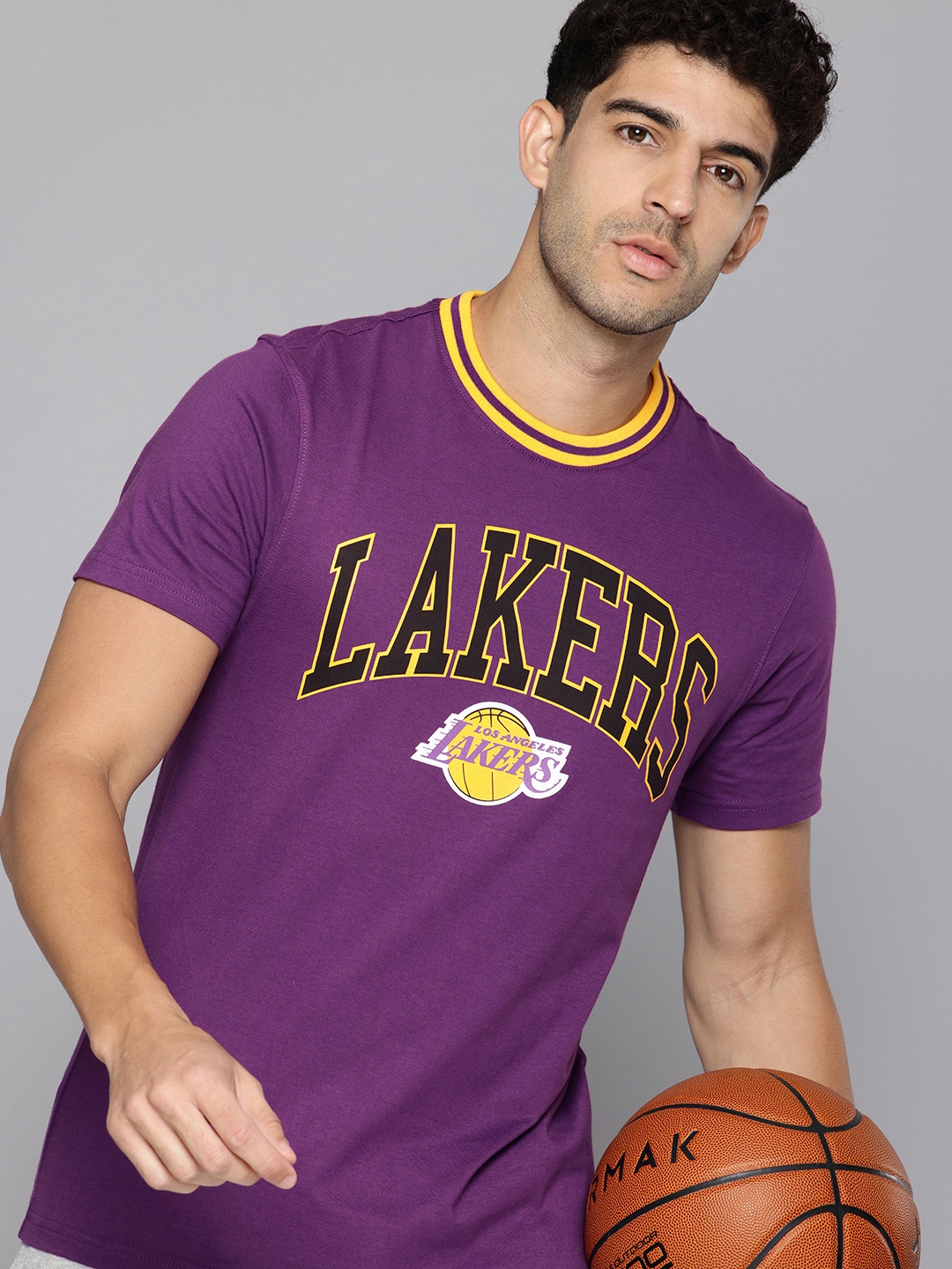 NBA Men Typography Los Angeles Lakers Printed T-shirt, Purple