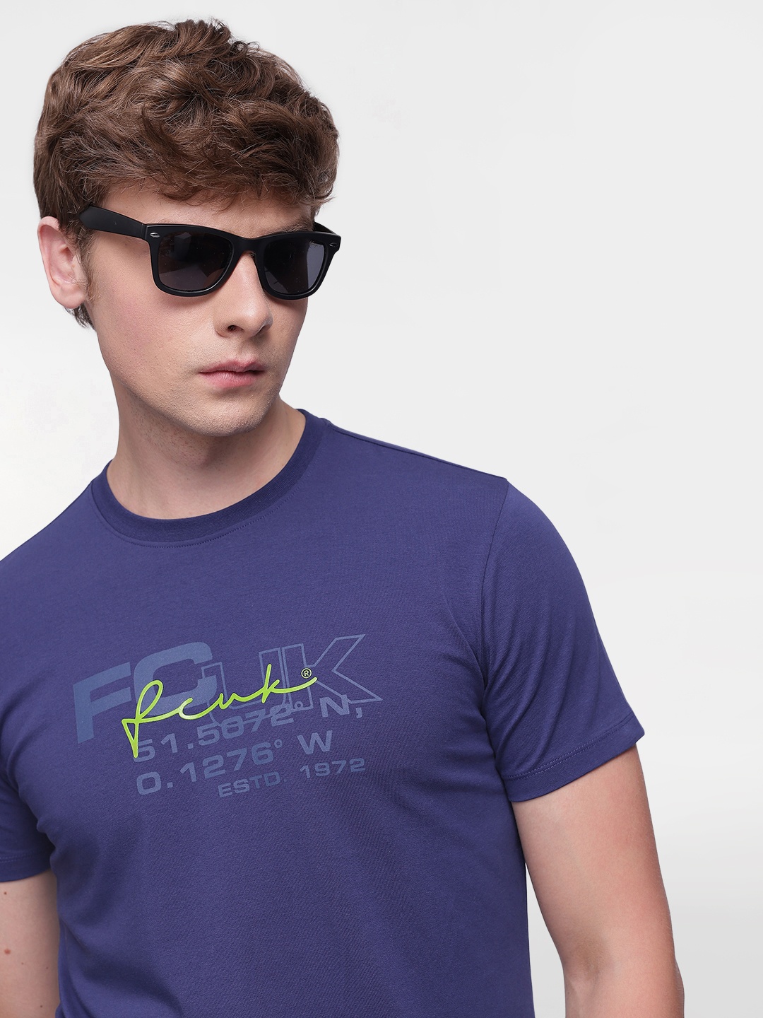 

FCUK Brand Logo Printed T-shirt, Blue